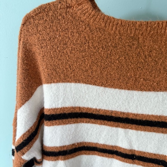 Staccato Women's Sweater in Brown, White, and Black Stripes - Picture 6 of 6